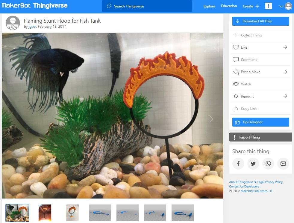30 Best Aquarium 3D Prints – STL Files - 30. Flaming Stunt Hoop - 3D Printerly