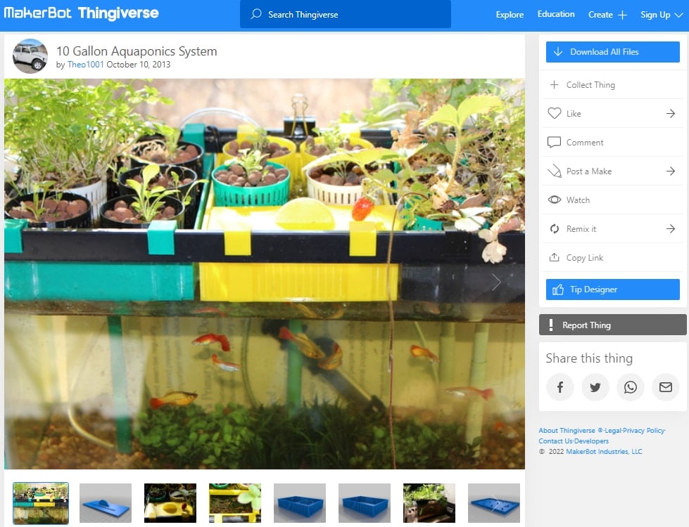 30 Best Aquarium 3D Prints – STL Files - 6. 10 Gallon Aquaponics System- 3D Printerly