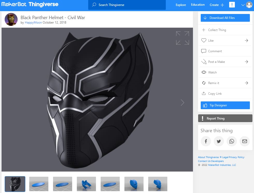 30 Best Marvel 3D Prints You Can Make - 14. Black Panther Helmet - 3D Printerly