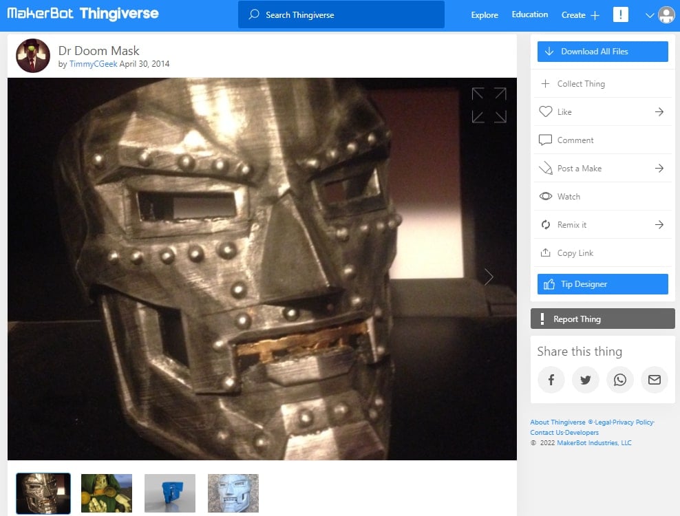 30 Best Marvel 3D Prints You Can Make - 21. Dr Doom Mask - 3D Printerly