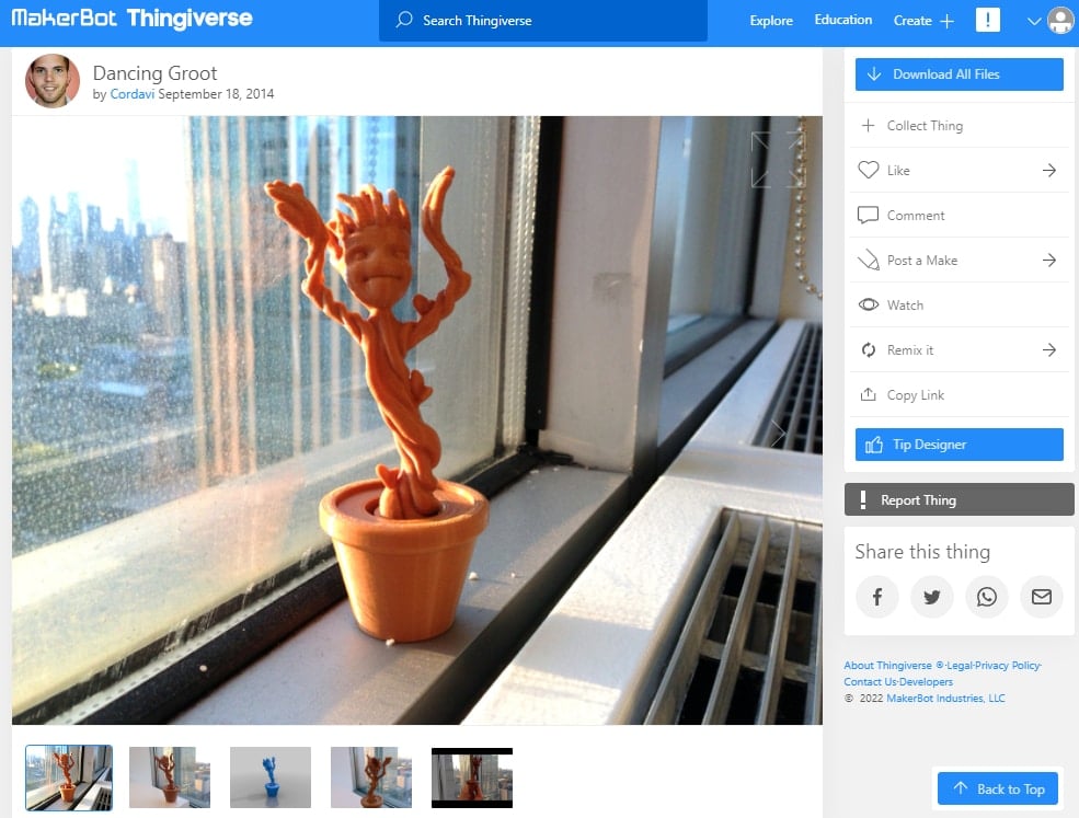 30 Best Marvel 3D Prints You Can Make - 4. Dancing Groot by Cordavi - 3D Printerly