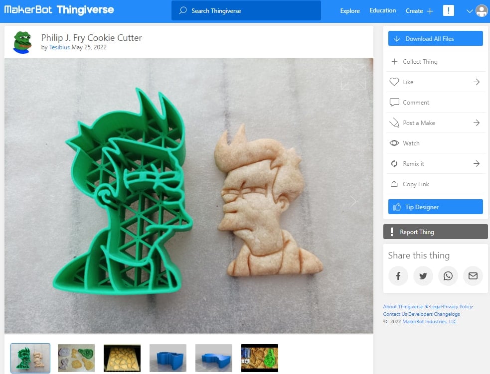 30 Best Meme 3D Prints to Create - 4. Philip J. Fry Cookie Cutter - 3D Printerly