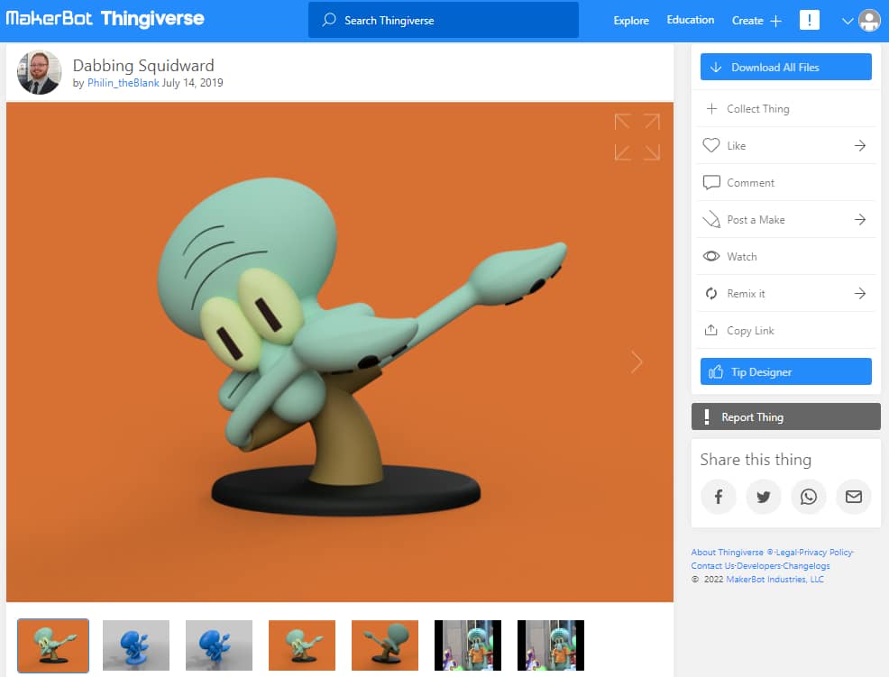 30 Best Meme 3D Prints to Create - 9. Dabbing Squidward - 3D Printerly