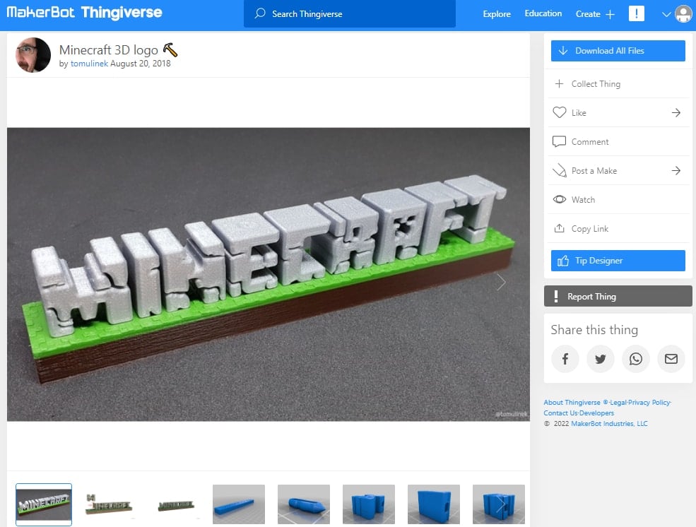 30 Best Minecraft 3D Prints - 11. Minecraft 3D logo - 3D Printerly