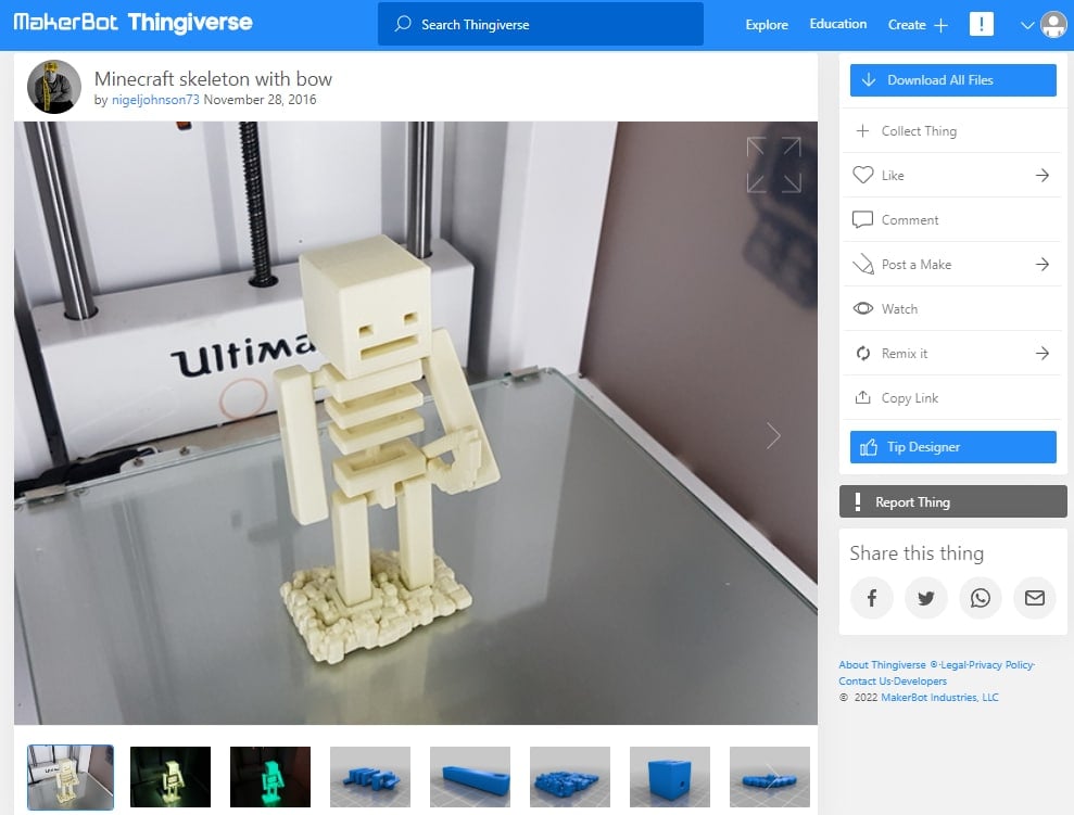 30 Best Minecraft 3D Prints - 24. Minecraft skeleton with bow - 3D Printerly