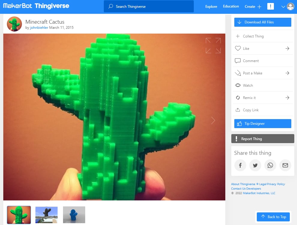 30 Best Minecraft 3D Prints - 29. Minecraft Cactus - 3D Printerly