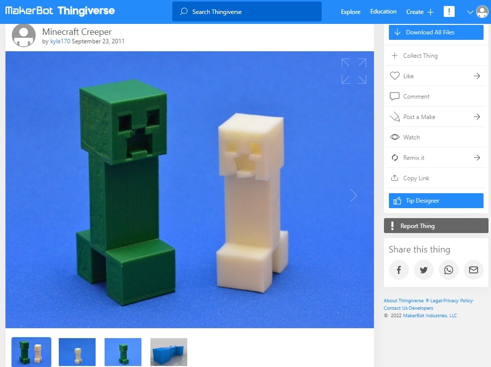 MINECRAFT FLEXI-CREEPER ARTICULATED PRINT IN PLACE CREEPER