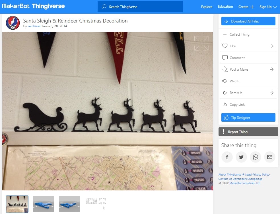 30 Best 3D Prints for Christmas - 11. Santa Sleigh & Reindeer - 3D Printerly