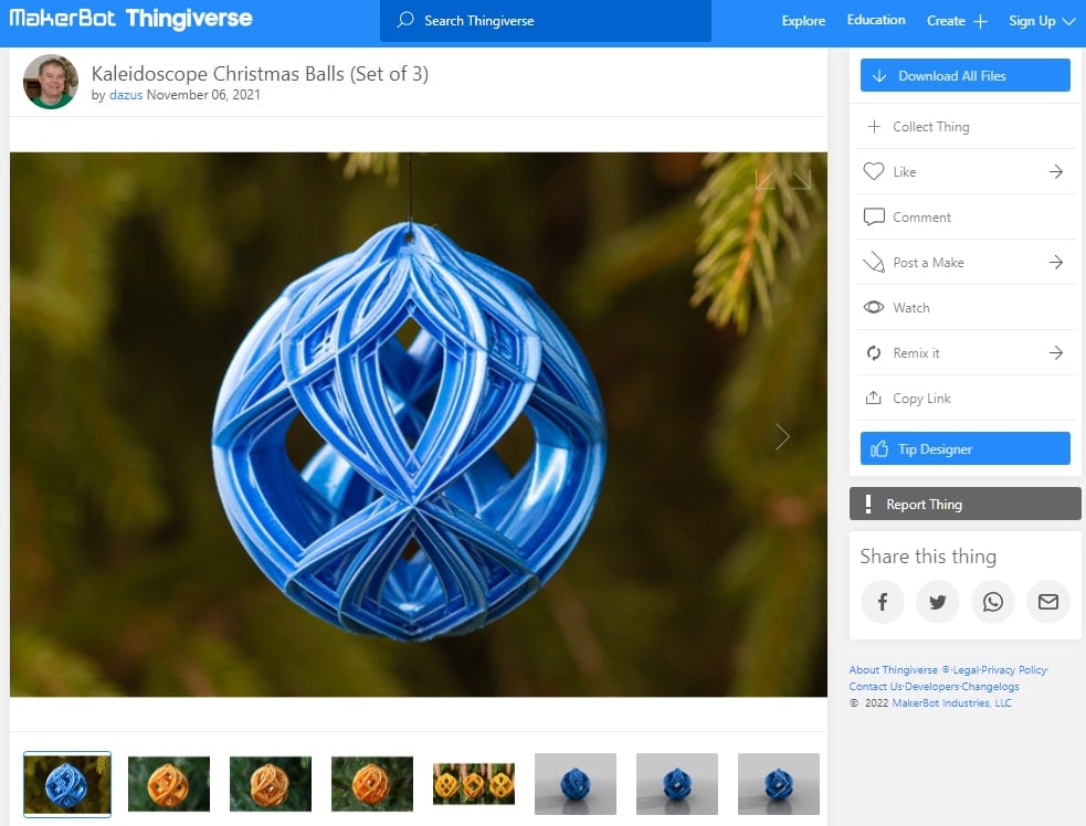 30 Best 3D Prints for Christmas - 22. Kaleidoscope Christmas Balls - 3D Printerly