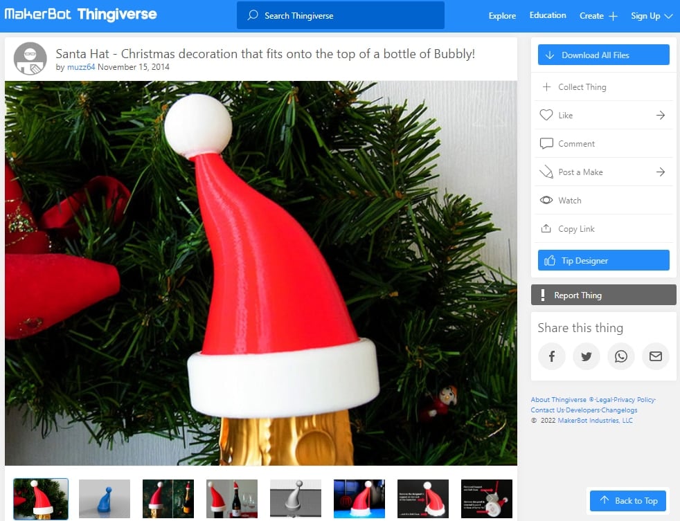 30 Best 3D Prints for Christmas - 28. Santa Hat - 3D Printerly