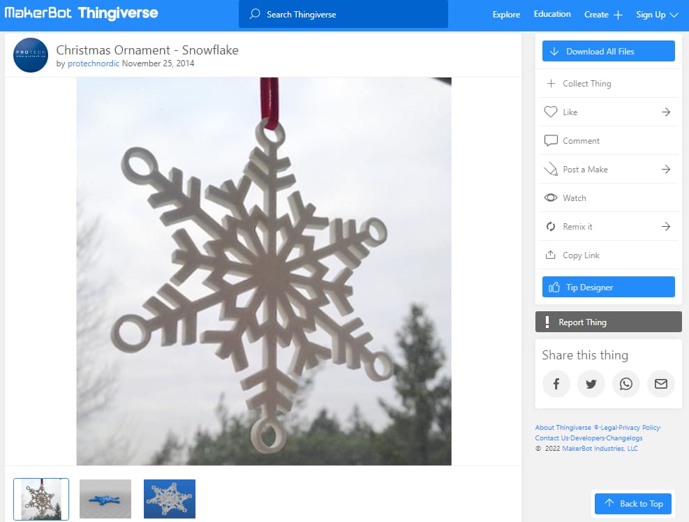 30 Best 3D Prints for Christmas - 9. Snowflake - 3D Printerly