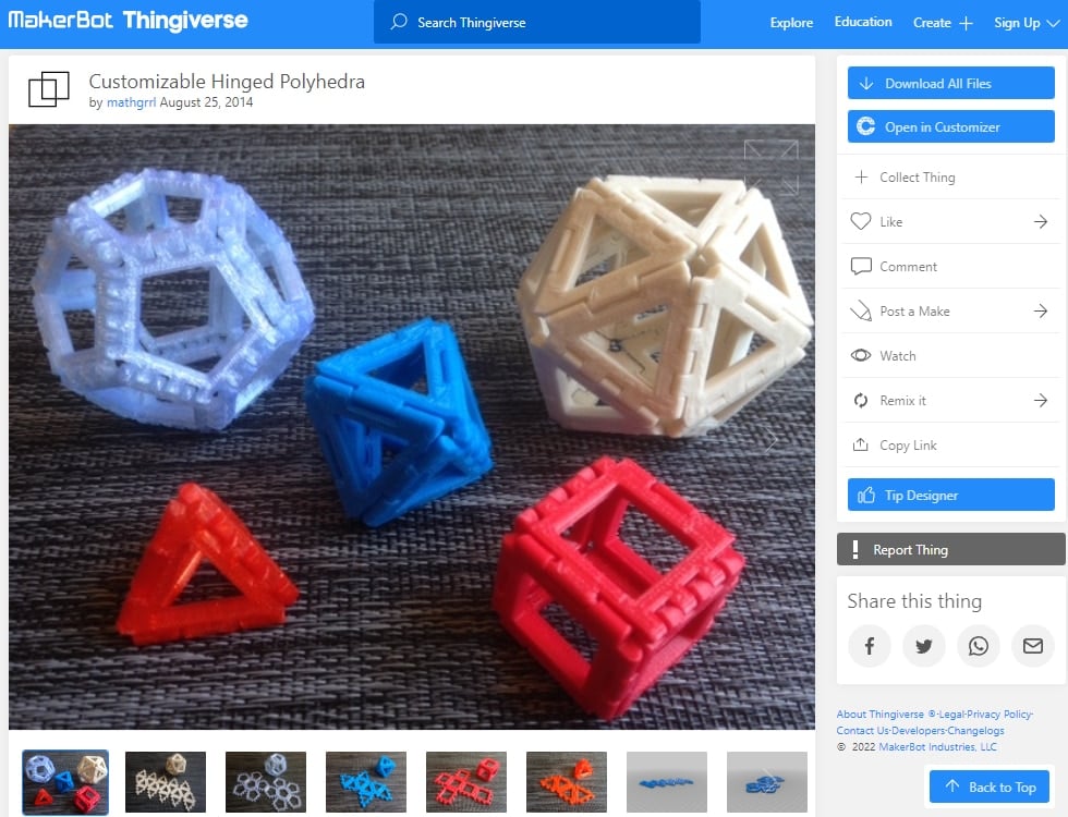 30 Best 3D Prints for School - 13. Customizable Hinged Polyhedra - 3D Printerly
