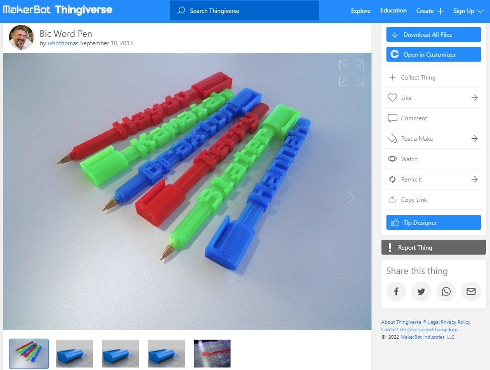 30 Best 3D Prints for School - 15. Bic Word Pen - 3D Printerly