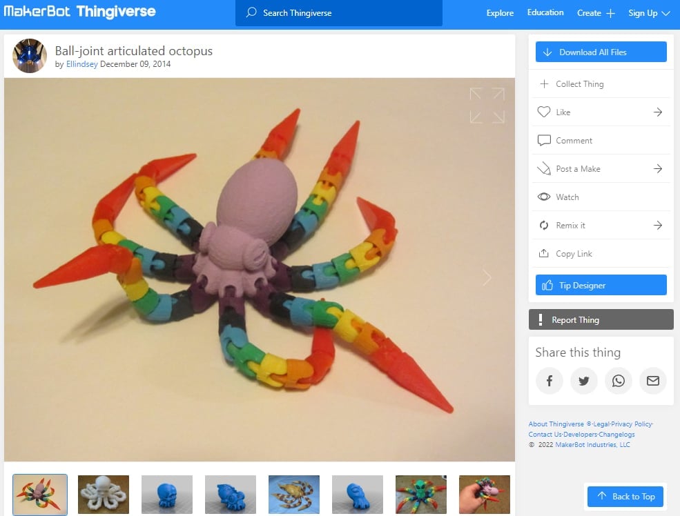 30 Best Articulated 3D Prints - 2. Ball-Joint Articulated Octopus - 3D Printerly