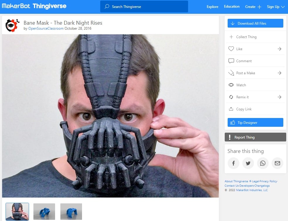 30 Best Cosplay 3D Prints - 13. Bane Mask - 3D Printerly