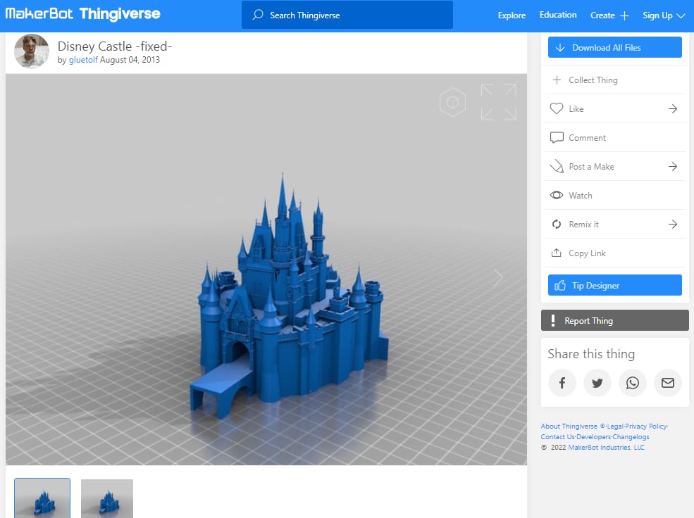 30 Best Disney 3D Prints - 1. Disney Castle - 3D Printerly