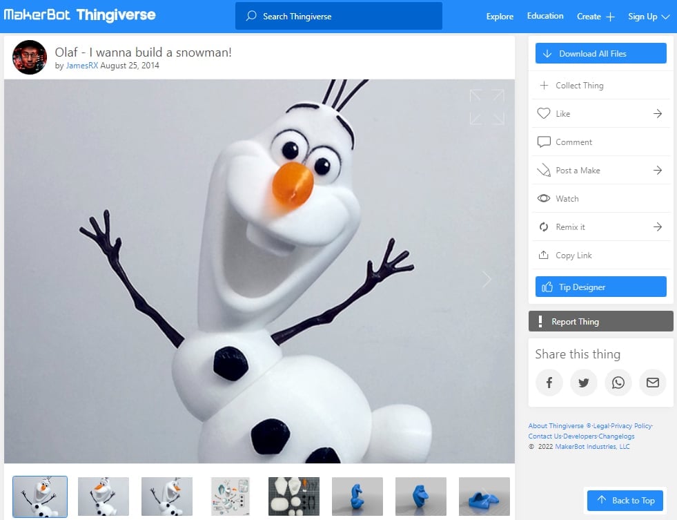 30 Best Disney 3D Prints - 14. Olaf - 3D Printerly