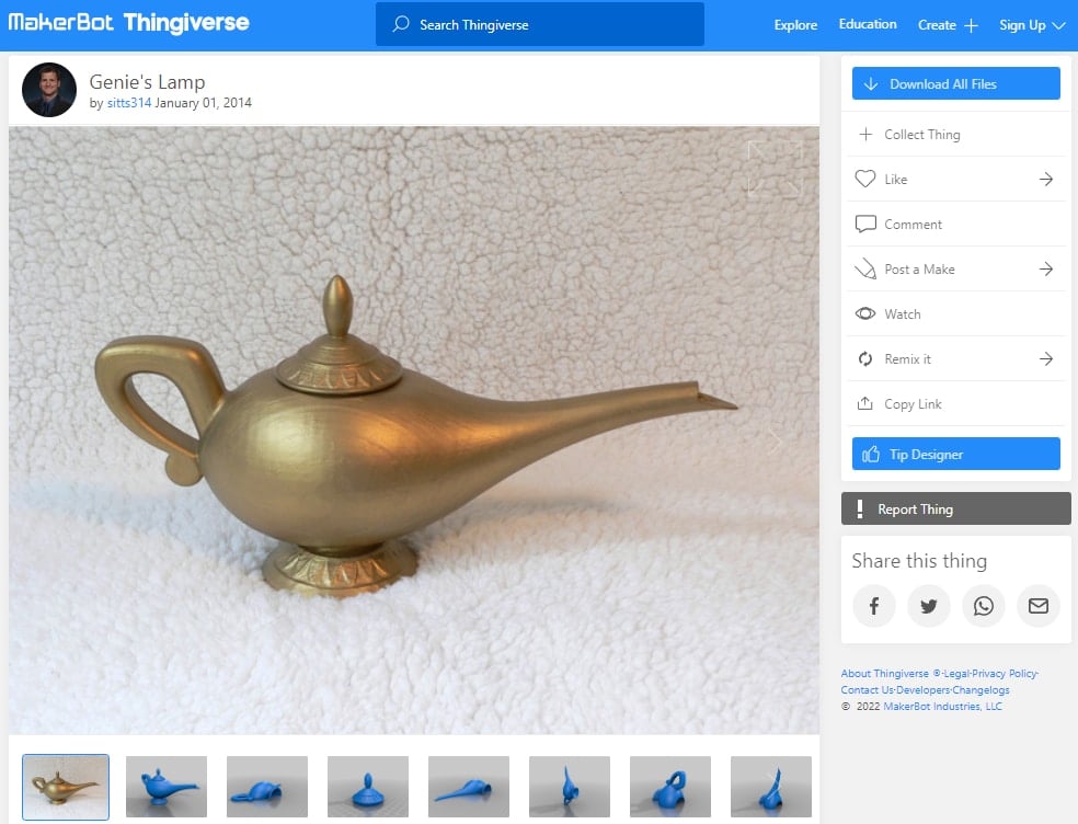 30 Best Disney 3D Prints - 15. Genie's Lamp - 3D Printerly