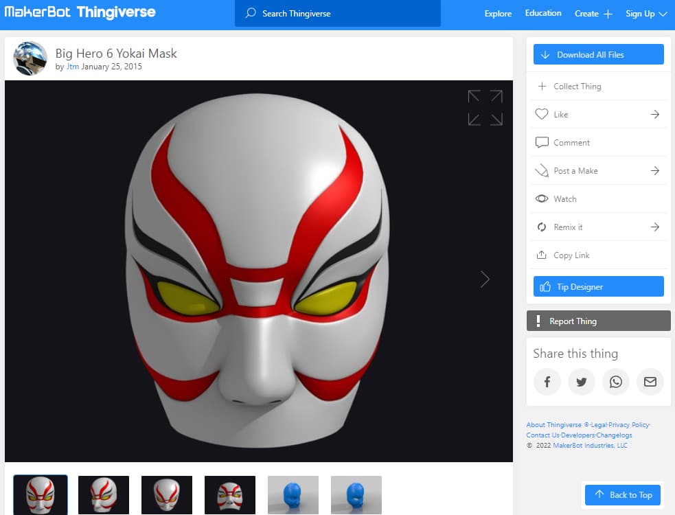 30 Best Disney 3D Prints - 20. Big Hero 6 Yokai Mask - 3D Printerly