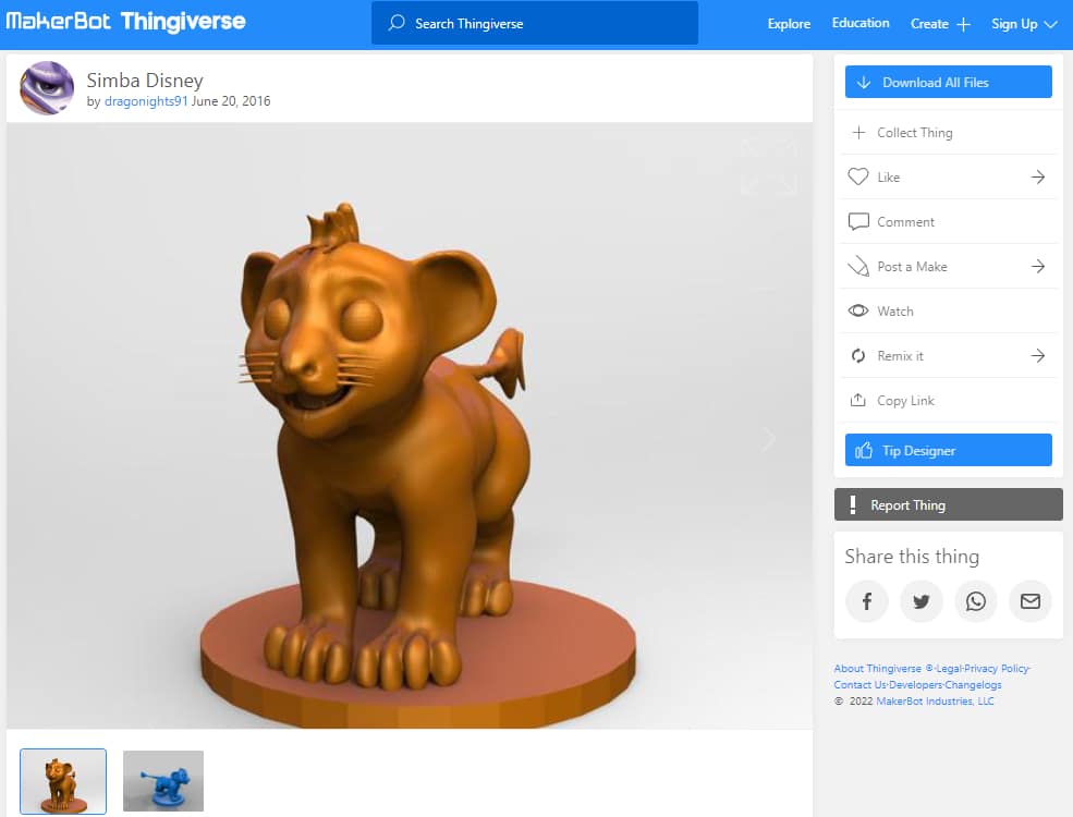 30 Best Disney 3D Prints - 5. Simba - 3D Printerly