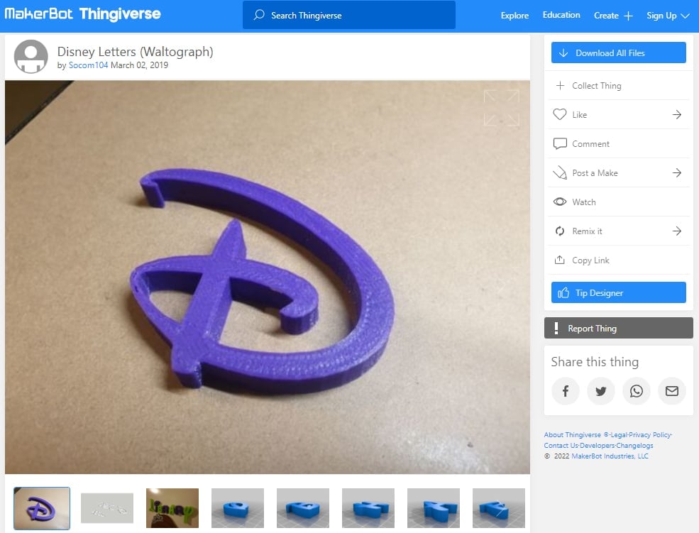 30 Best Disney 3D Prints - 6. Disney Letters - 3D Printerly