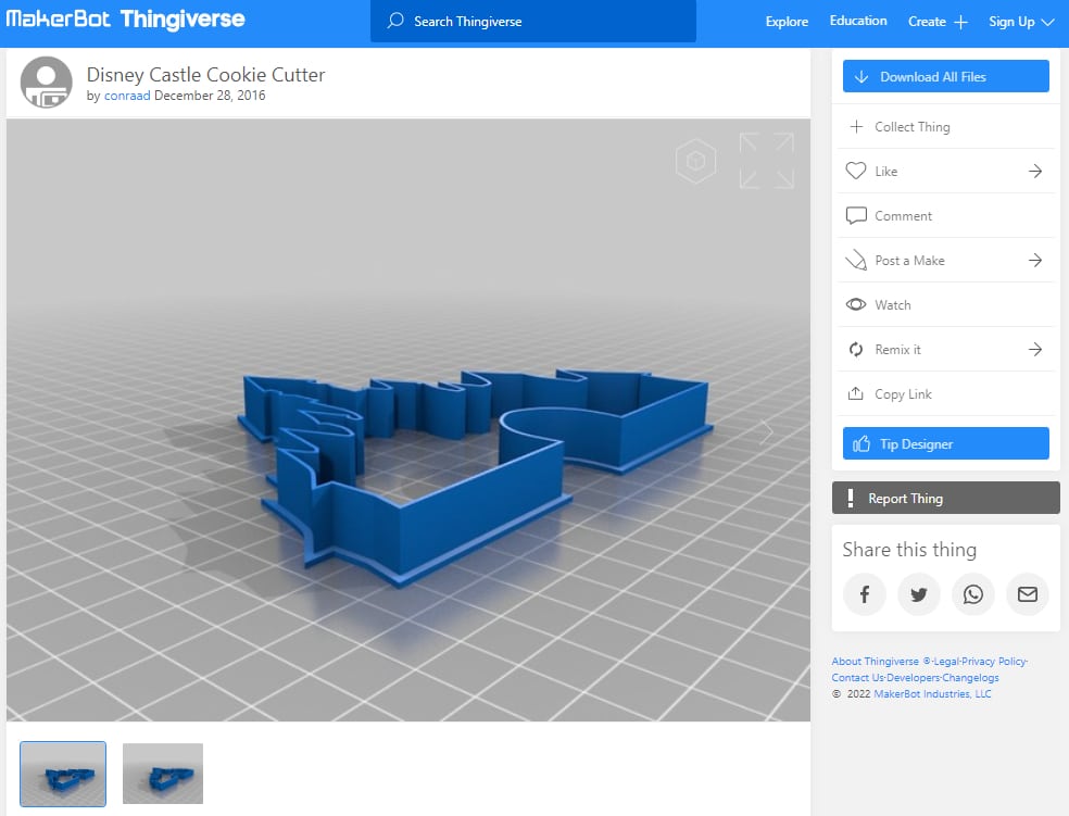 30 Best Disney 3D Prints - 8. Disney Castle Cookie Cutter - 3D Printerly