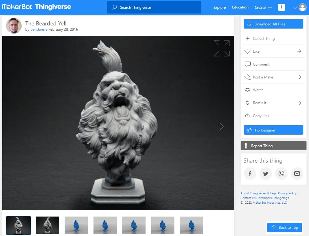 30 Best High Resolution 3D Prints - 23. The Bearded Yell - 3D Printerly