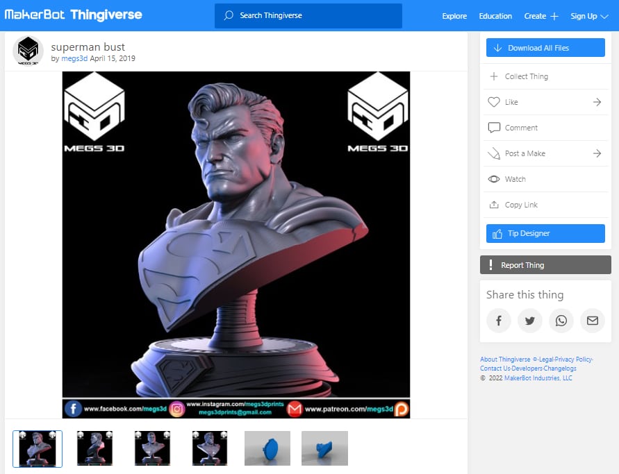 30 Best Superhero 3D Prints - Superman Bust - 3D Printerly