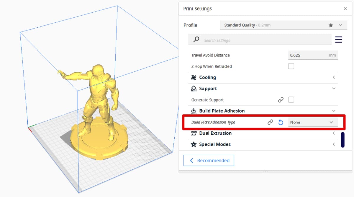 How to Fix Cura Not Slicing Model - Turn Off Build Plate Adhesion - 3D Printerly