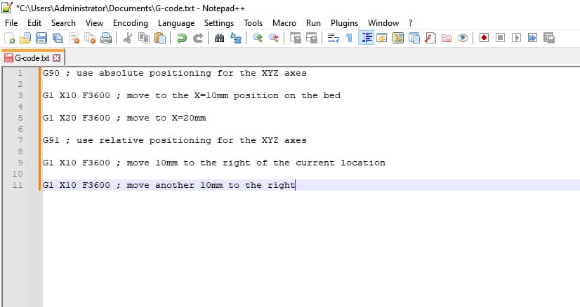 Editing the G Code for a 3D printer