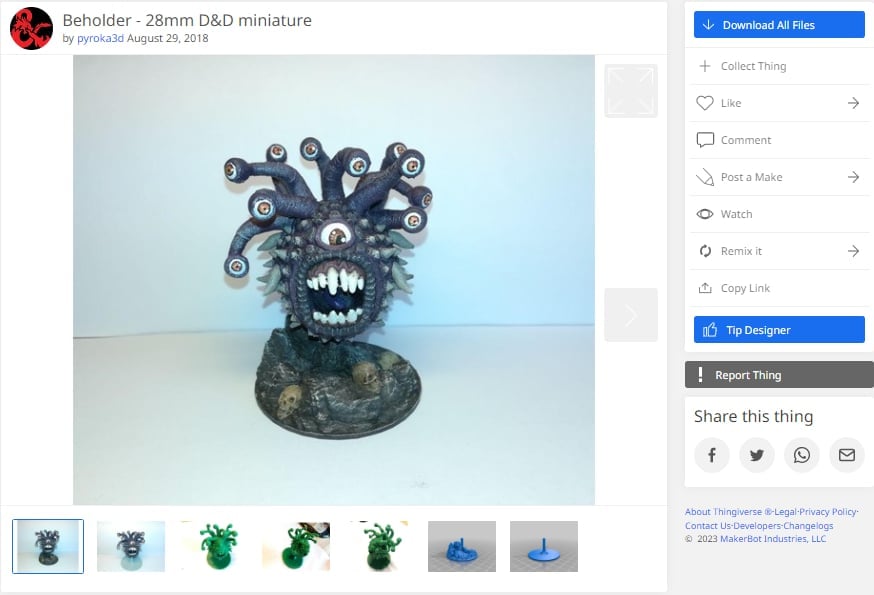 Best Free STL Files for 3D Printing Miniatures - Beholder - 3D Printerly