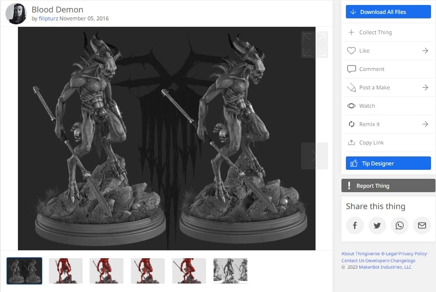 Best Free STL Files for 3D Printing Miniatures - Blood Demon - 3D Printerly