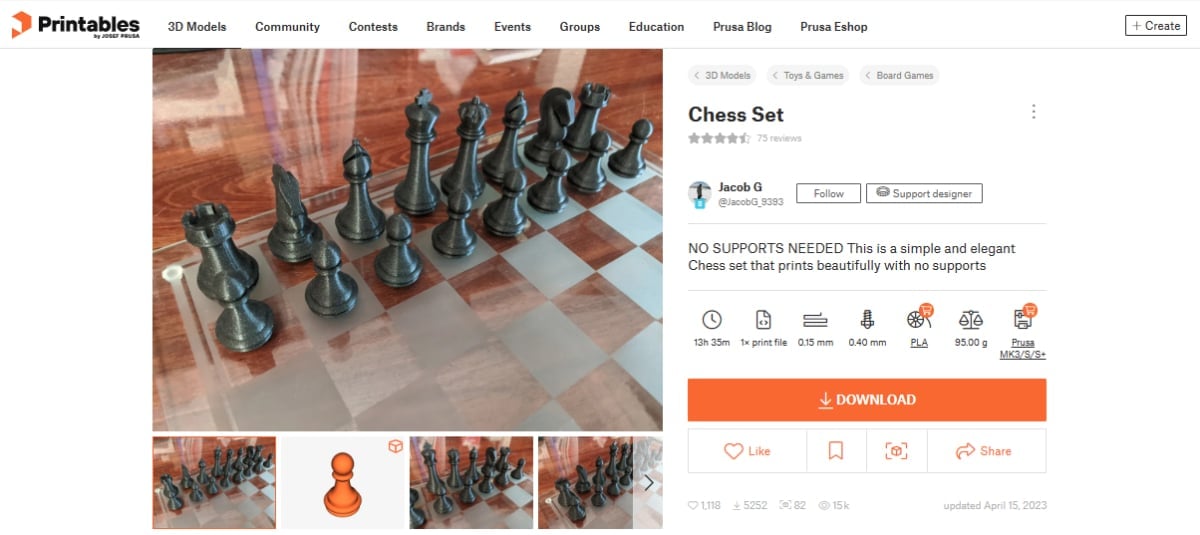 Best Free Commercial Use STL Files - Free to Sell - Chess Set - 3D Printerly .png