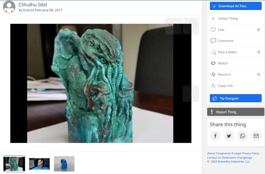 Best Free Commercial Use STL Files - Free to Sell -Cthulhu Idol - 3D Printerly